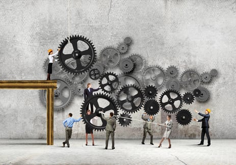 Conceptual image of businessteam working cohesively. Interaction and unity-2