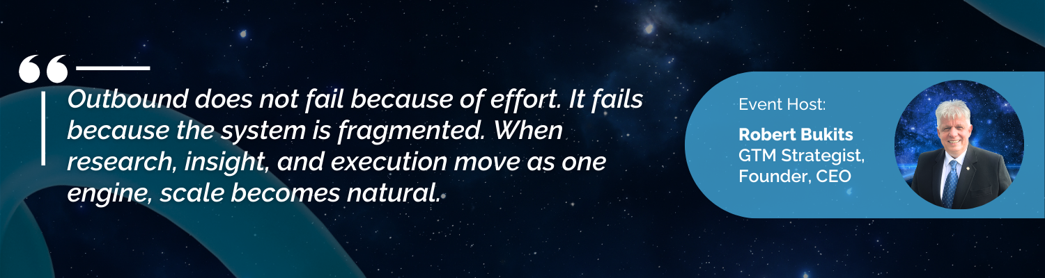 Outbound does not fail because of effort. It fails because the system is fragmented. When research, insight, and execution move as one engine, scale becomes natural.